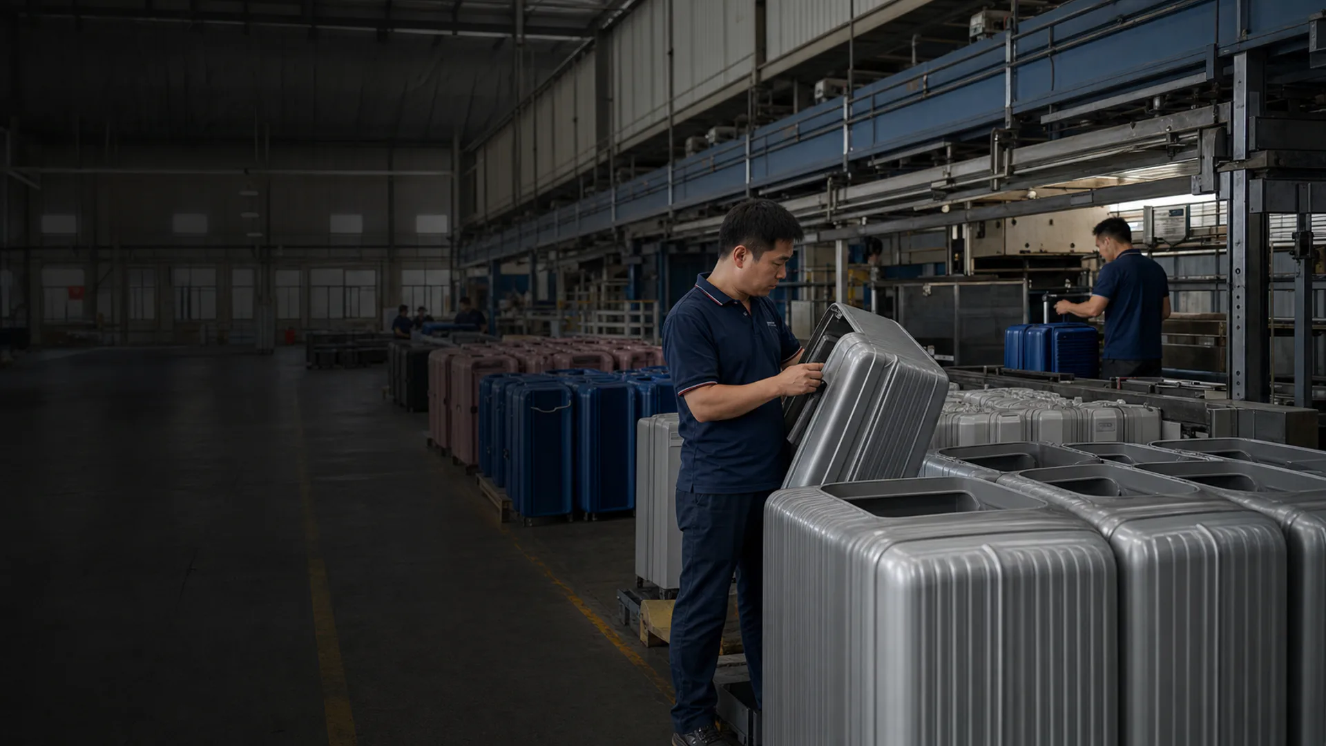 AI-assisted visual of luggage shell production